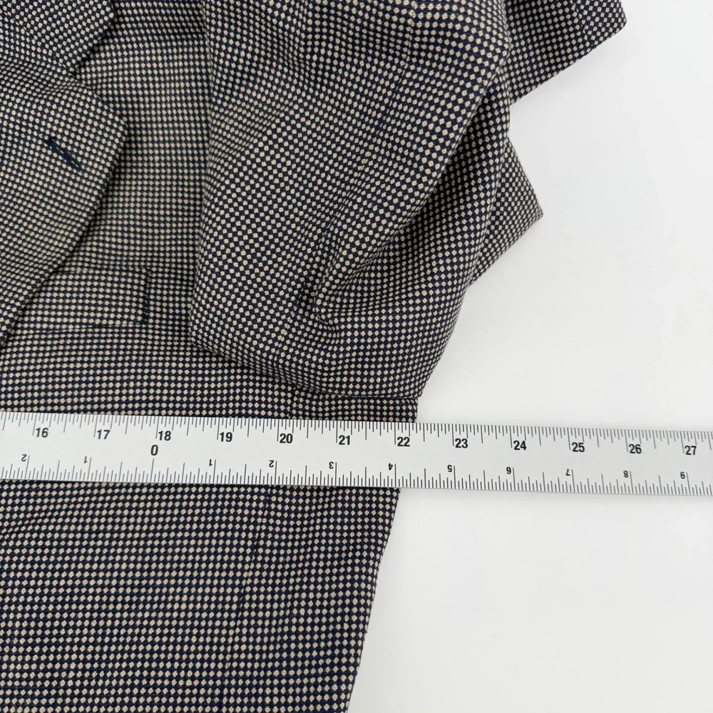 Bachrach Vintage Micro-Check Two-Button Blazer Jacket 42R Navy Tan Canada
